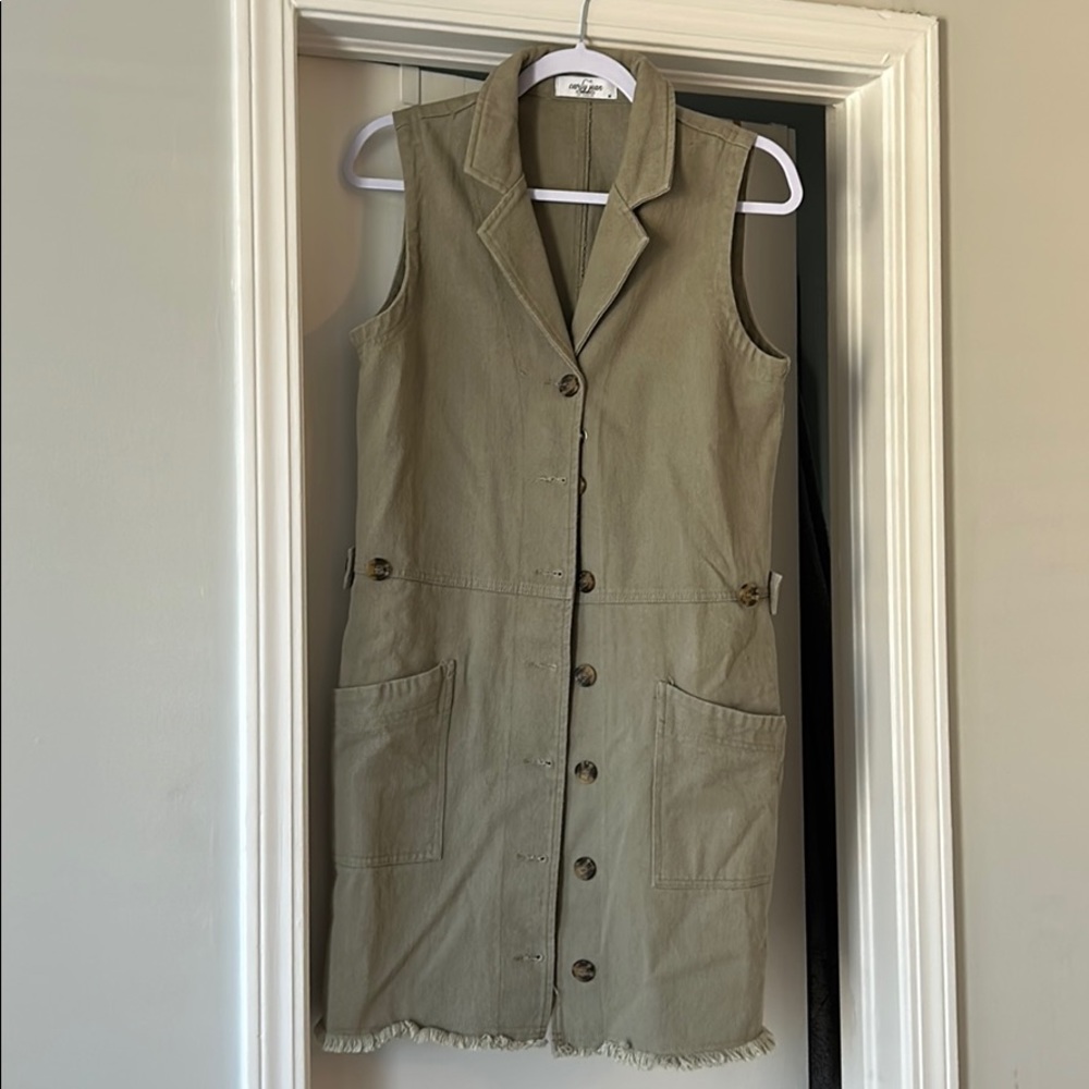 Olive green sweater vest dress